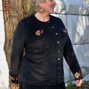 "Flowers of Rábaköz" autumn coat, black