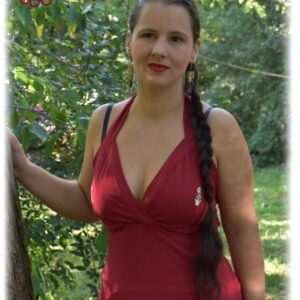 "Flowers of Rábaköz" nostalgia summer top, red-beige