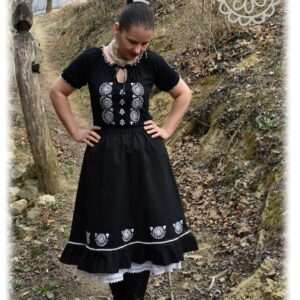 "Radiant Zala" bow-tie blouse, short-sleeved, black