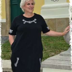 "Radiant Zala" Urbanfolk sack dress, short-sleeved, black