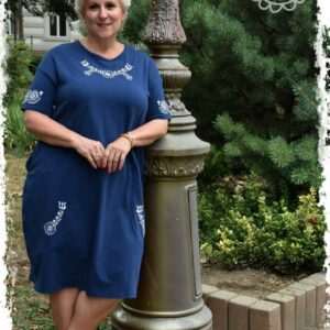 "Radiant Zala" Urbanfolk sack dress, short-sleeved, blue