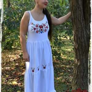 "Matyó Flower" summer dress, white