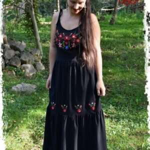 "Matyó Flower" Summer dress, black