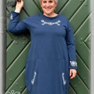 "Radiant Zala" Urbanfolk sack dress, long-sleeved, blue