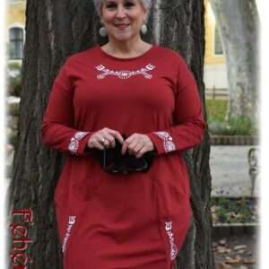 "Radiant Zala" Urbanfolk sack dress, long-sleeved, red
