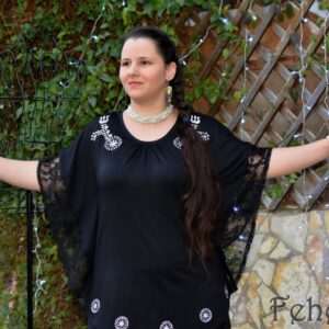 "Radiant Zala" butterfly blouse, black