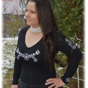 "Radiant Zala" top, long-sleeved, black