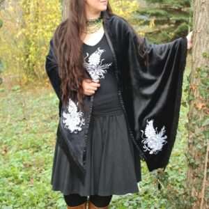 "Flowers of Somogy" wrap, black