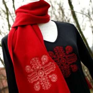 "Flowers of Körösfő" scarf, red