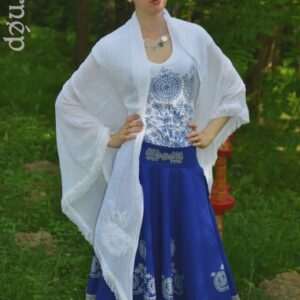 "Flowers of Somogy" gauze wrap, white