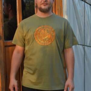 "Griffin" T-shirt, khaki green-gold