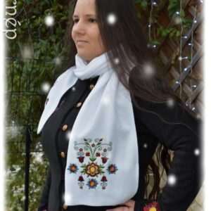 "Flowers of Rábaköz" scarf, white
