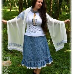 "Breeze" shawl, white-blue