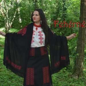 "Breeze" shawl, black-red