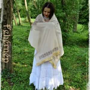 "Breeze" shawl, beige-brown (beige fringes)