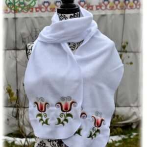 "Cuman Flower" scarf, white