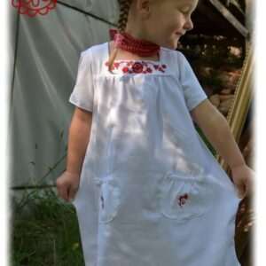 "Little Lady" dress, short-sleeved, white-red