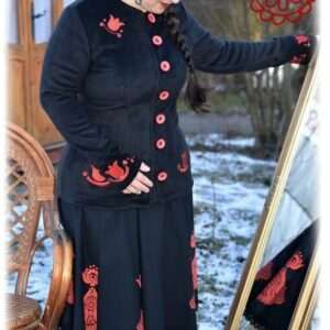 "Flowers of Mezőség" autumn coat, black