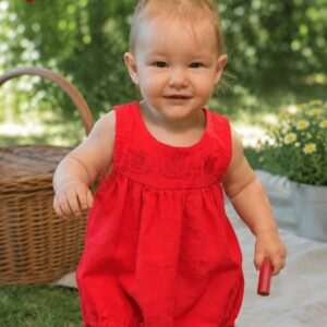"Little Flowers of Mezőség" gauze bodysuit, red