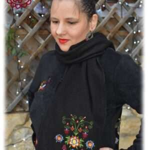 "Flowers of Rábaköz" scarf, black