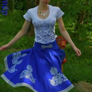 "Flowers of Kalotaszeg" twirly skirt, blue