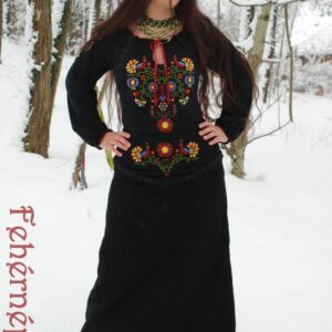“Flowers of Rábaköz” Empress skirt, black