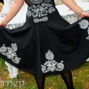 "Flowers of Kalotaszeg" twirly skirt, black