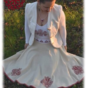 "Flowers of Kalotaszeg" beaded twirly skirt with hand cross-stitch embroidery