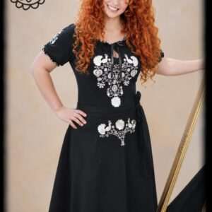 "Flowers of Rábaköz" wrap skirt, short, black