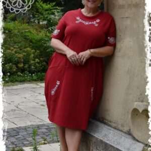 "Radiant Zala" Urbanfolk sack dress, short-sleeved, red